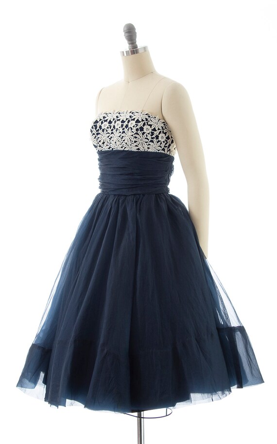 Vintage 1950s Party Dress | 50s EMMA DOMB Lace Or… - image 3