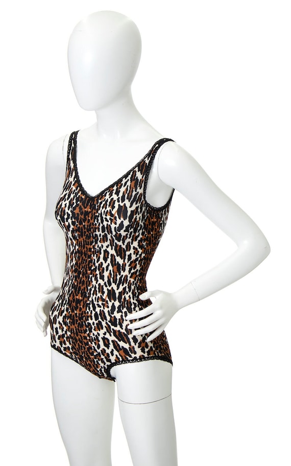 Vintage 1970s Bodysuit | 70s VANITY FAIR Leopard … - image 2
