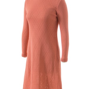 75 DRESS SALE /// Vintage 1970s Sweater Dress 70s Peach Pink Knit Acrylic Turtleneck Long Sleeve Dress xs/small/medium image 3