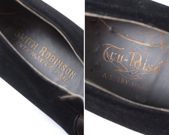 Vintage 1930s High Heels | 30s Black Suede Large … - image 8