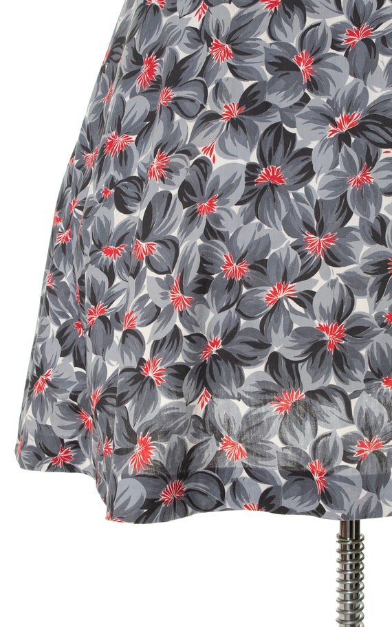 Vintage 1940s Skirt | 40s Floral Print Cotton Gre… - image 7