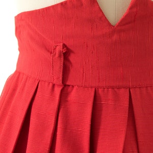 Vintage 1940s Skirt 40s Lipstick Red Cotton Extra High Waisted Pleated Full Swing Skirt x-small image 5