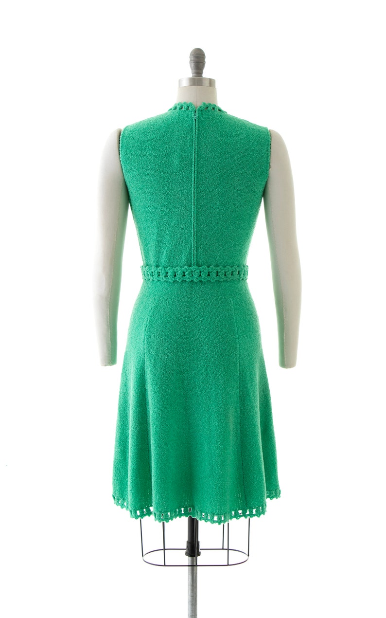 Vintage 1970s Sweater Dress 70s ST JOHN KNITS Knit Wool Jade Kelly Green Belted Sleeveless Day Dress small image 4