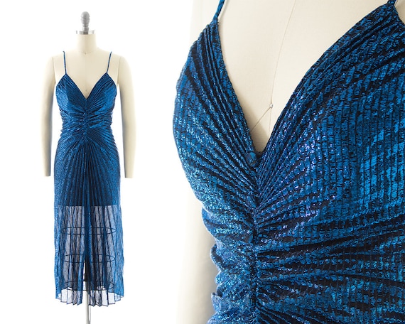 Vintage 1980s Party Dress | 80s NEW LEAF Metallic… - image 1