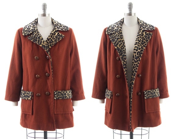 Vintage 1960s 1970s Coat | 60s 70s Burnt Orange W… - image 1