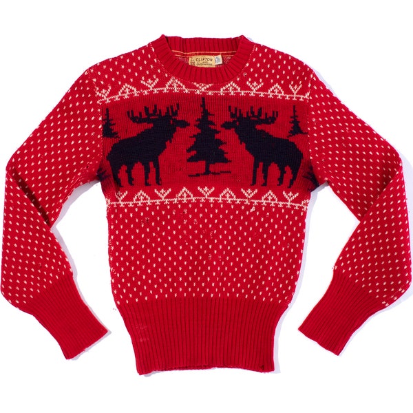 Reindeer Plaid Round Neck Long Sleeve Sweater main image 1