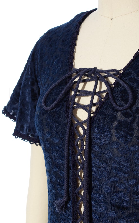 RARE Vintage 1970s GUNNE SAX Dress | 70s Navy Blu… - image 7