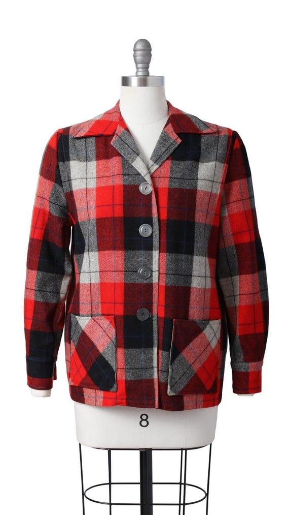 Vintage 1940s 1950s Jacket | 40s 50s Plaid Wool Pendleton 49er
