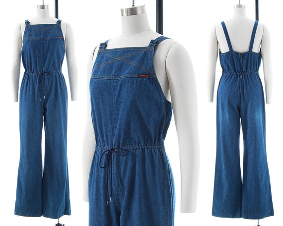 Vintage 1970s Jumpsuit | 70s LANDLUBBER Dark Wash