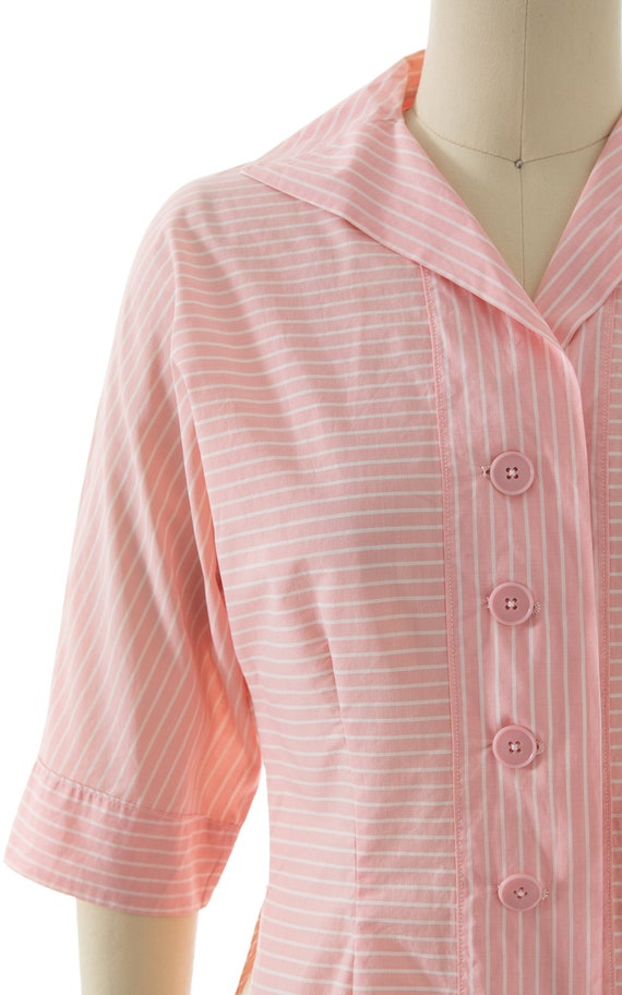 Vintage 1950s Blouse | 50s Striped Cotton Pastel … - image 5