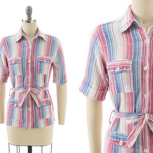 Cotton Gauze Texture Plaid Stripe Fabric by The Yard - Blouse