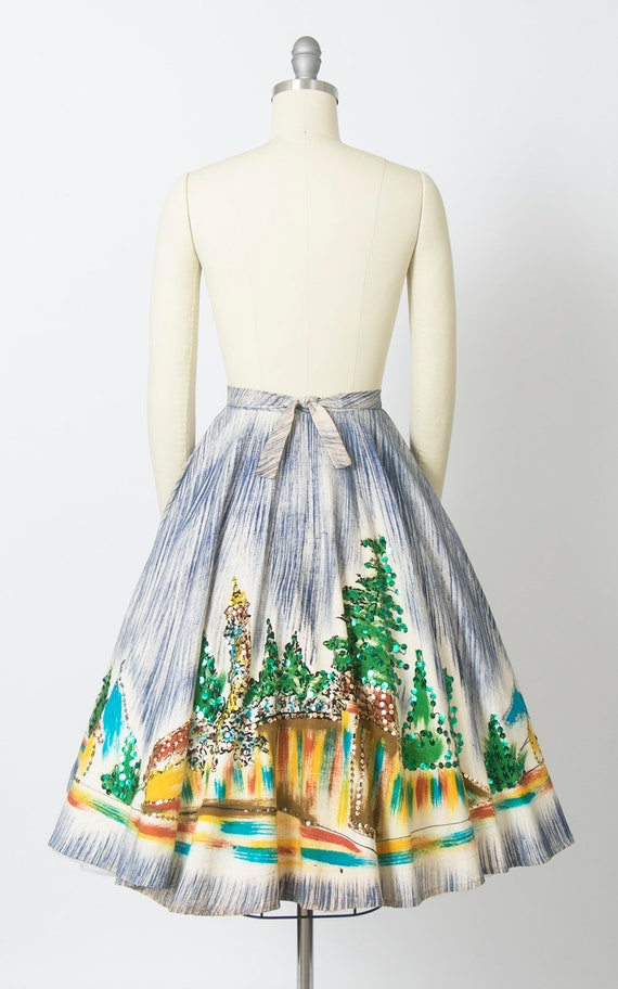 Vintage 1950s Skirt | 50s Mexican Sequin Novelty … - image 5