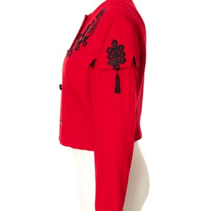 Vintage 1990s Jacket 90s Matador Tassels Red Long Sleeve Cropped Blazer Top large image 6