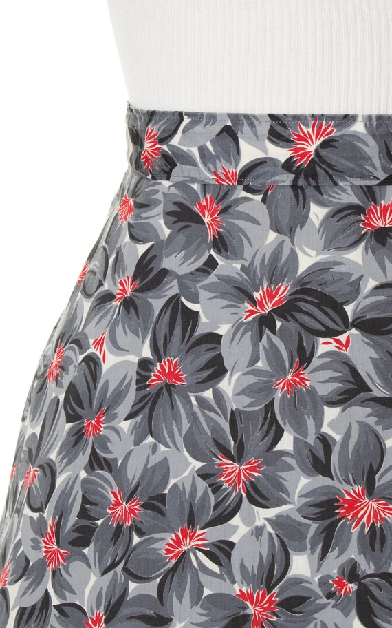 Vintage 1940s Skirt | 40s Floral Print Cotton Gre… - image 6