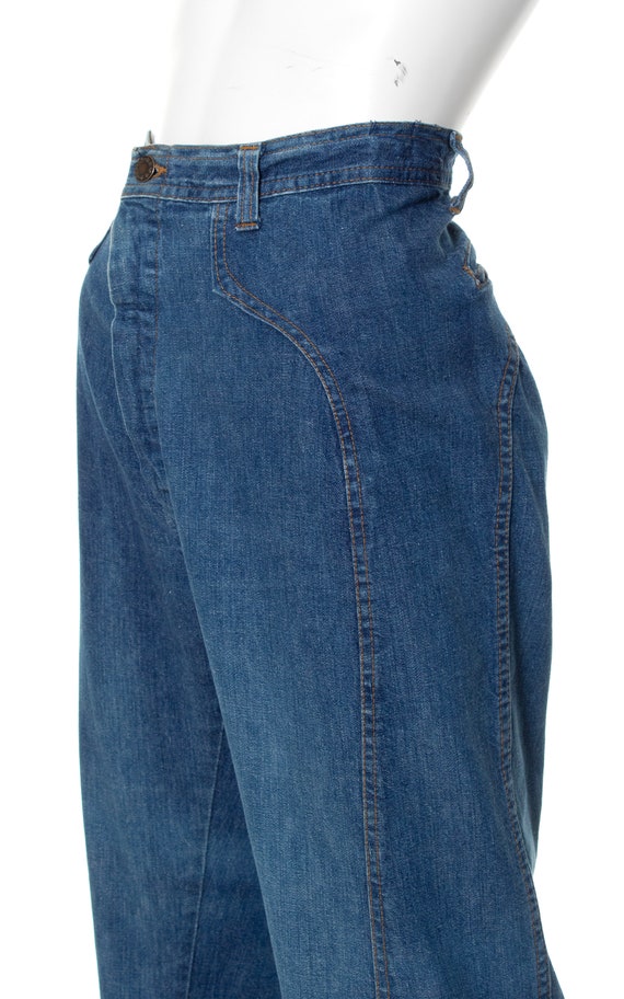 Vintage 1970s Jeans | 70s Medium Blue Wash Cotton… - image 5