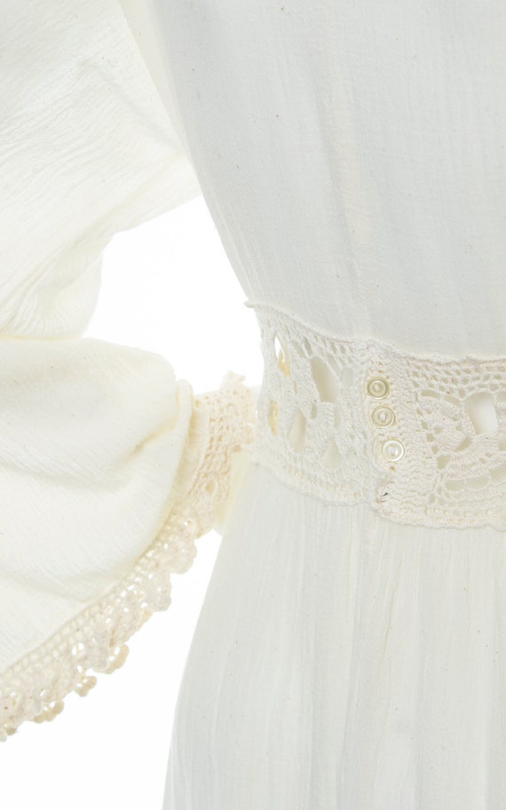 Vintage 1970s Dress | 70s Cream Off-White Cotton … - image 8