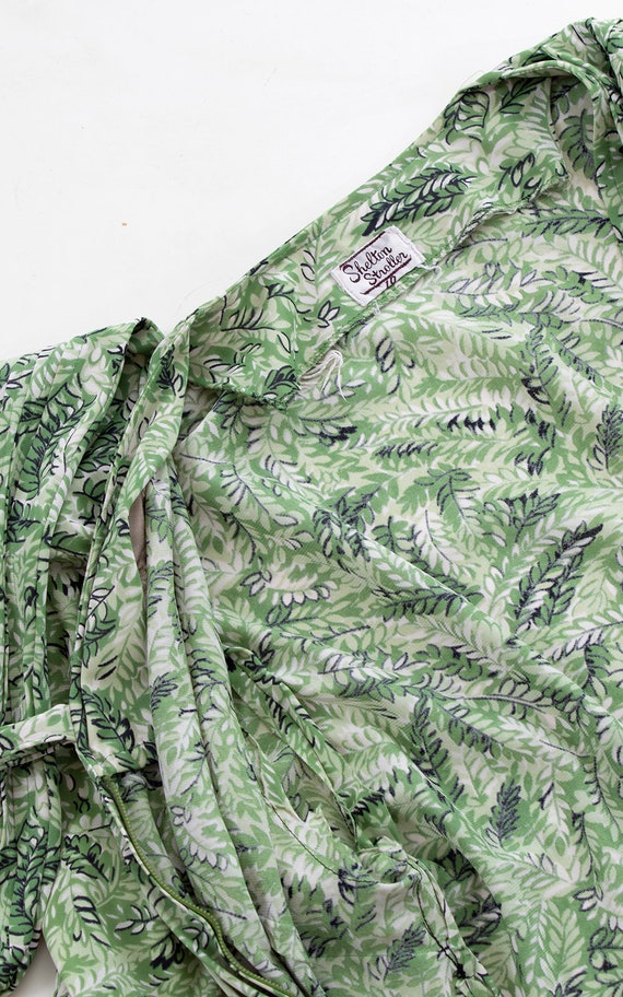 Vintage 1960s Dress | 60s Fern Leaves Green Print… - image 9