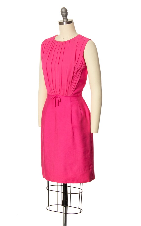 Vintage 1960s Cocktail Dress | 60s Hot Pink Silk … - image 5