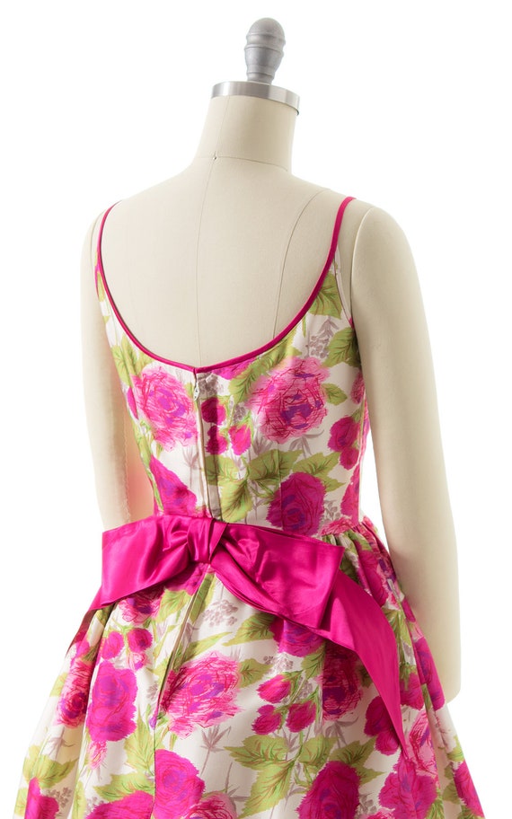 Vintage 1960s Dress | 60s Pink Rose Floral Printe… - image 7