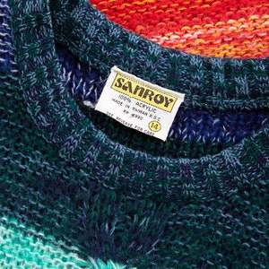 Vintage 1970s Sweater Vest 70s Rainbow Striped Knit Acrylic Sleeveless Fitted Sweater Top small image 7