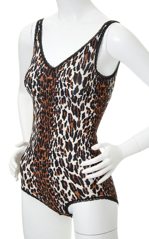 Vintage 1970s Bodysuit | 70s VANITY FAIR Leopard … - image 6