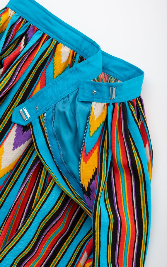 Vintage 1970s Maxi Skirt | 70s Ikat Striped Rayon… - image 9