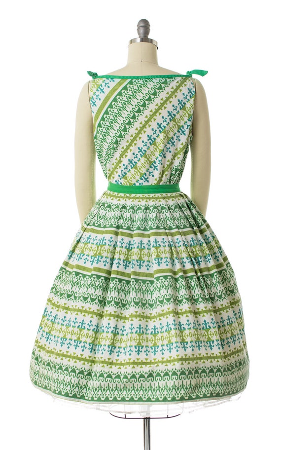 Vintage 1960s Skirt Set | 50s Geometric Printed C… - image 4