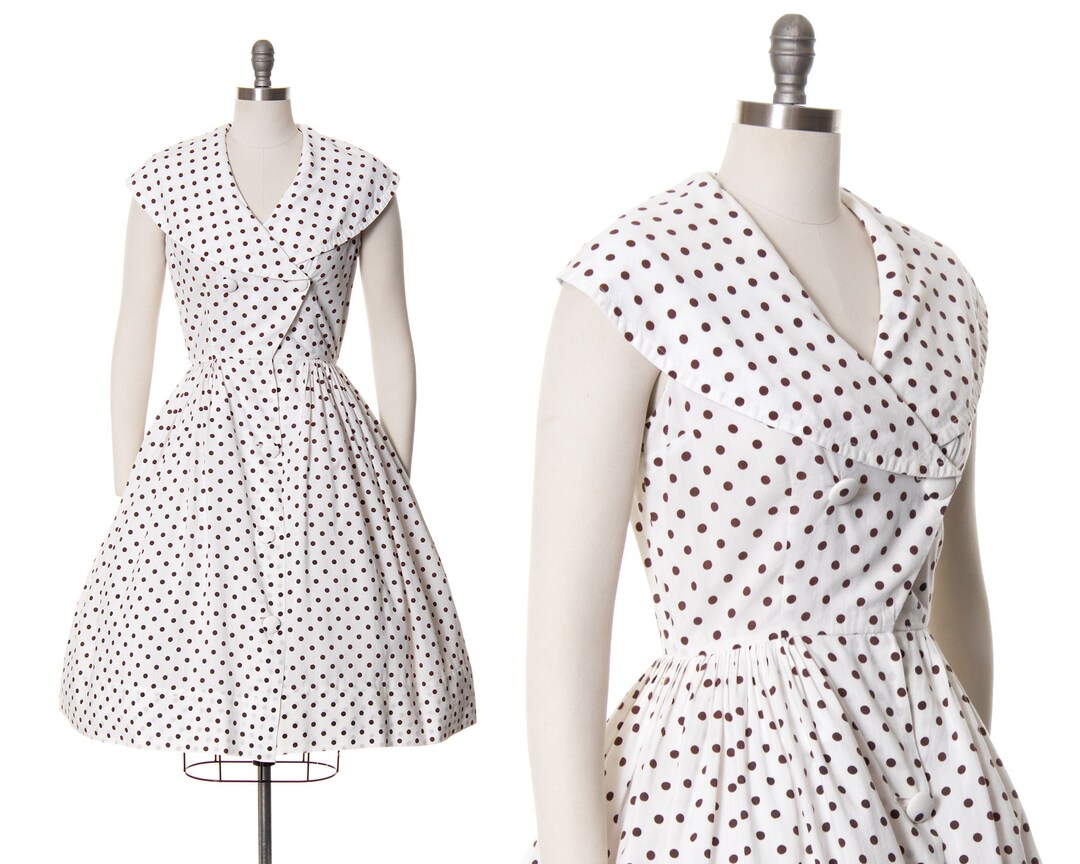 50s Cotton Polka Dot Print Sleeveless Summer Dress main image 1