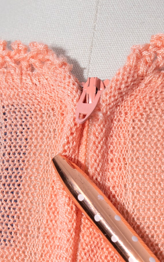 Vintage 1970s Knit Maxi Dress | 70s Peach Pink Kn… - image 8