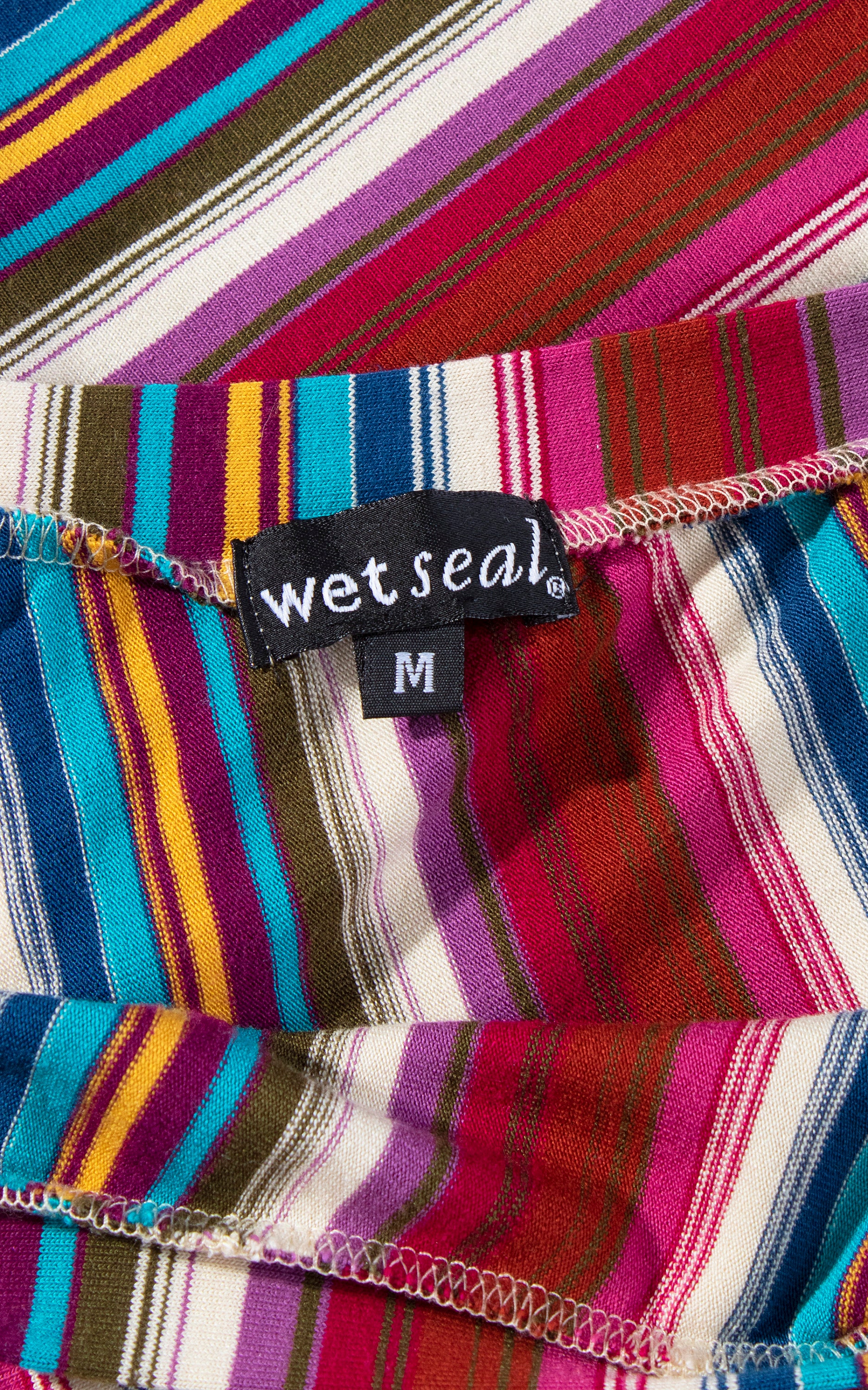 Vintage Y2K Top | 2000s One Single Sleeve Striped Jersey Knit