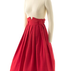 Vintage 1940s Skirt 40s Lipstick Red Cotton Extra High Waisted Pleated Full Swing Skirt x-small image 3