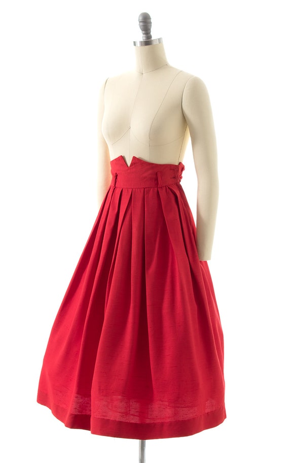 Vintage 1940s Skirt | 40s Lipstick Red Cotton Ext… - image 3