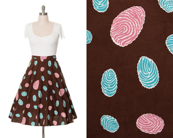 Vintage 1940s 1950s Skirt | 40s 50s Novelty Print… - image 1