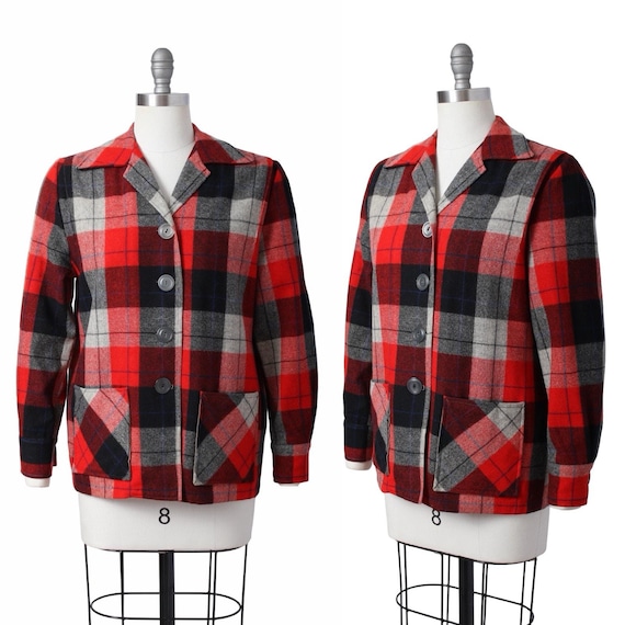 Vintage 1940s 1950s Jacket | 40s 50s Plaid Wool Pendleton 49er