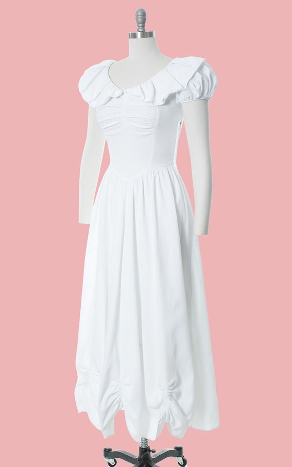 Vintage 1930s 1940s Dress | 30s 40s White Cotton … - image 3