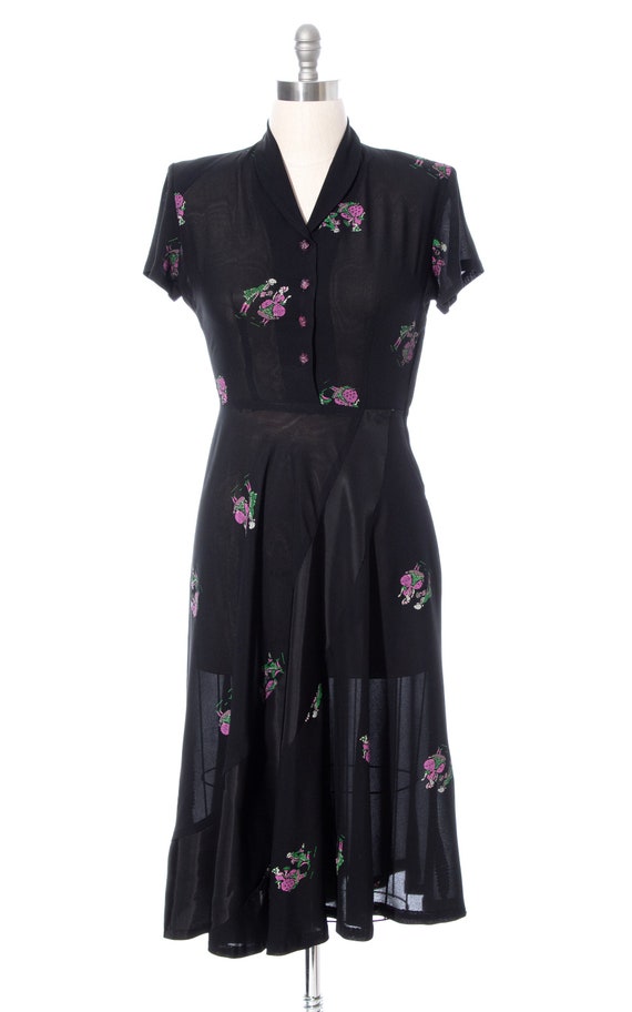 Vintage 1940s Shirt Dress | 40s Novelty Print Mar… - image 2