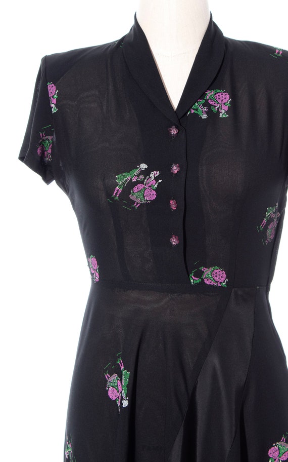 Vintage 1940s Shirt Dress | 40s Novelty Print Mar… - image 6
