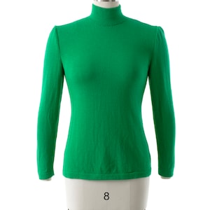 Vintage 1980s Sweater 80s ST JOHN by Marie Gray Knit Kelly Green Wool Long Sleeve Turtleneck Jumper Top small image 2