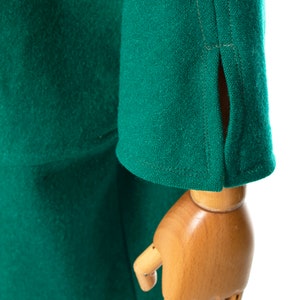 Vintage 1970s Cape Coat | 70s Austrian Wool Mohair Green Teal Winter Overcoat (medium/large) image 8
