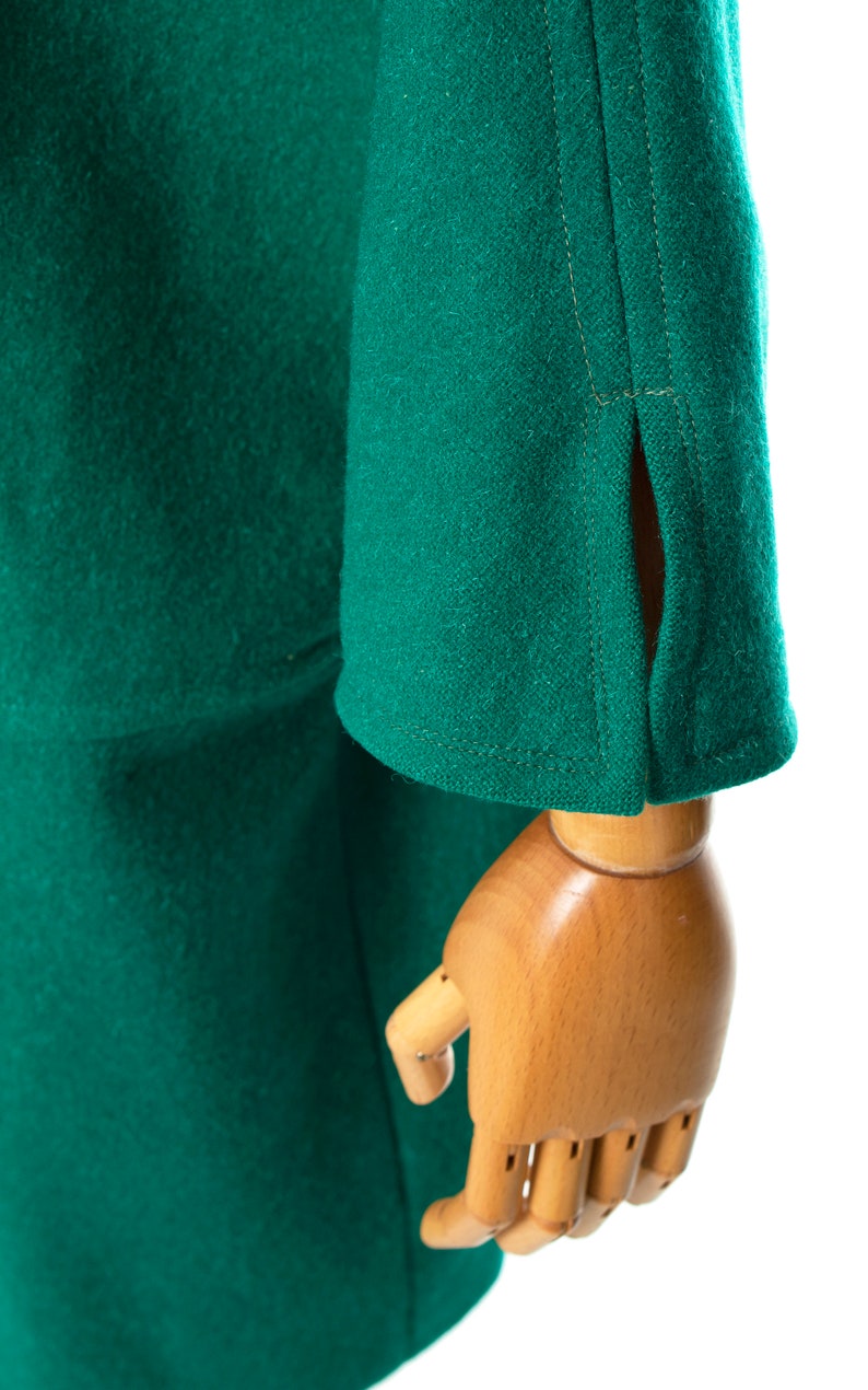 Vintage 1970s Cape Coat | 70s Austrian Wool Mohair Green Teal Winter Overcoat (medium/large) image 8