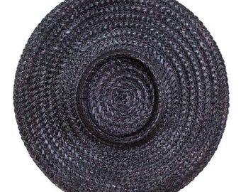 Vintage 1970s Sun Hat | 70s Does 1950s Black Straw Wide Brim  display picture 1