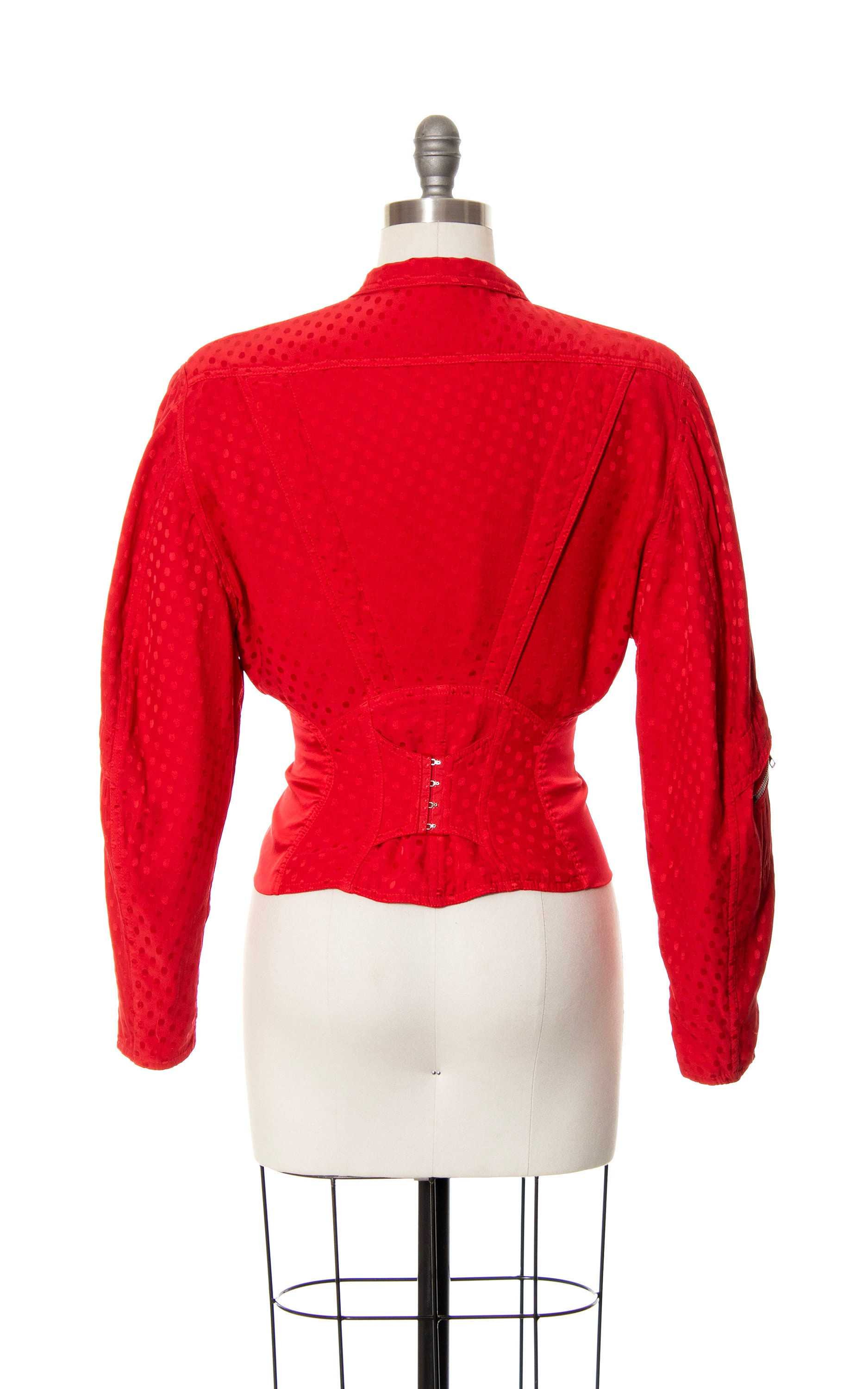 Vintage 1980s Jacket | 80s TRAMWAY Silk French Designer Red