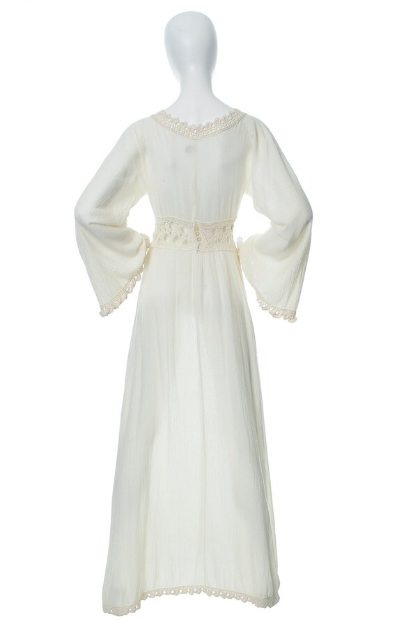 Vintage 1970s Dress | 70s Cream Off-White Cotton … - image 4