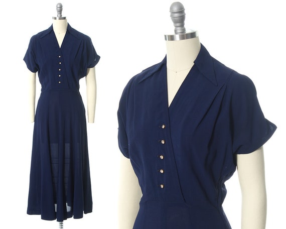 navy blue shirtwaist dress