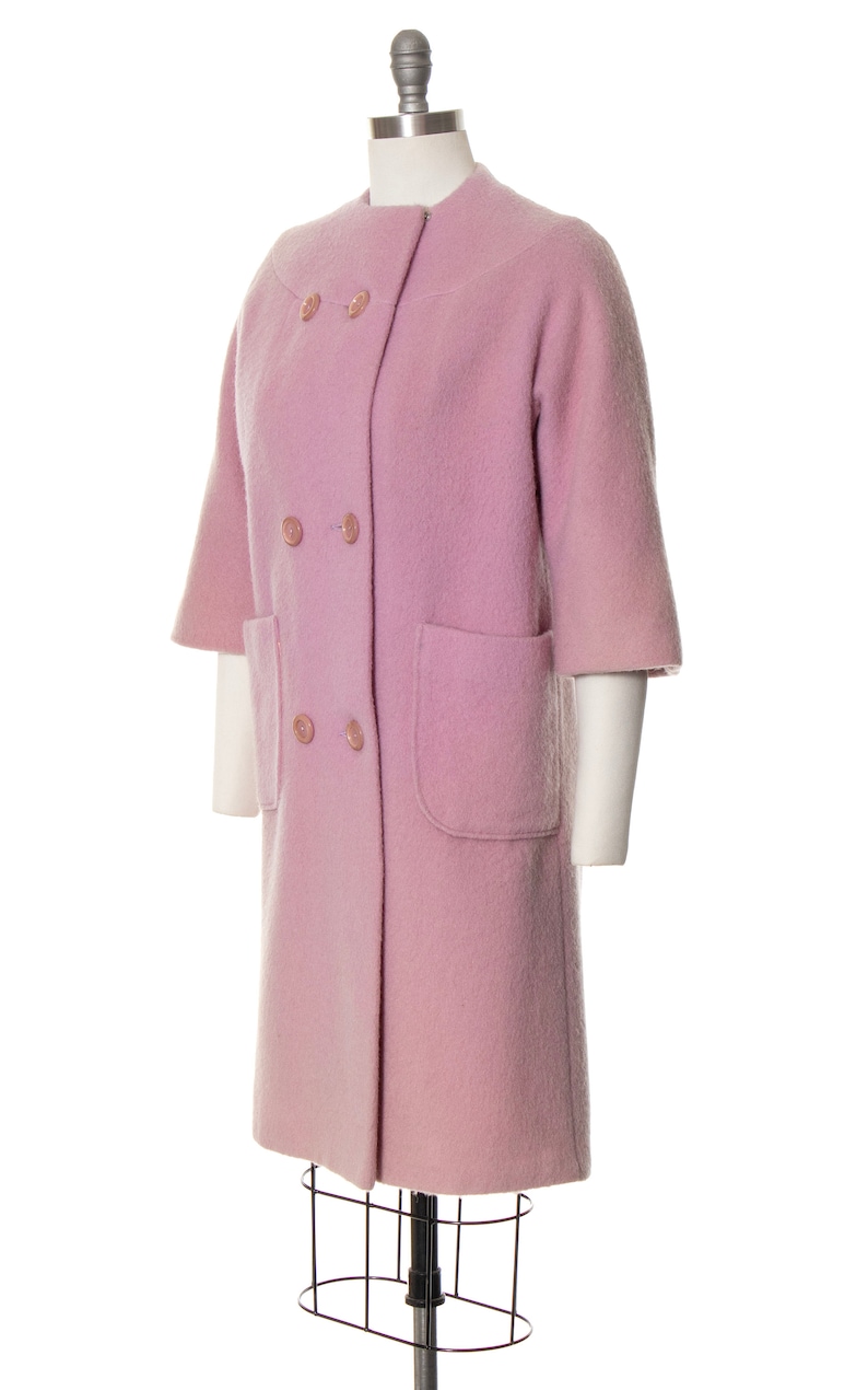 Vintage 1960s Coat | 60s Light Pastel Purple Wool Winter Spring Solid Color Car Coat (small/medium) image 3