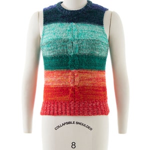 Vintage 1970s Sweater Vest 70s Rainbow Striped Knit Acrylic Sleeveless Fitted Sweater Top small image 2