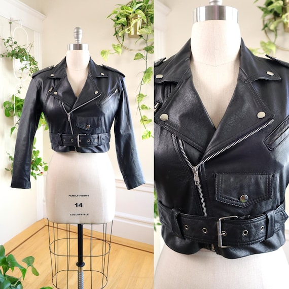 Vintage 1980s 1990s Jacket | 80s 90s WILSONS LEATHER Black Moto