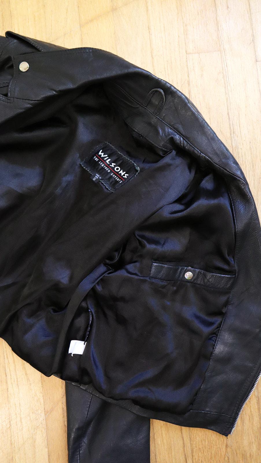 Vintage 1980s 1990s Jacket | 80s 90s WILSONS LEATHER Black Moto