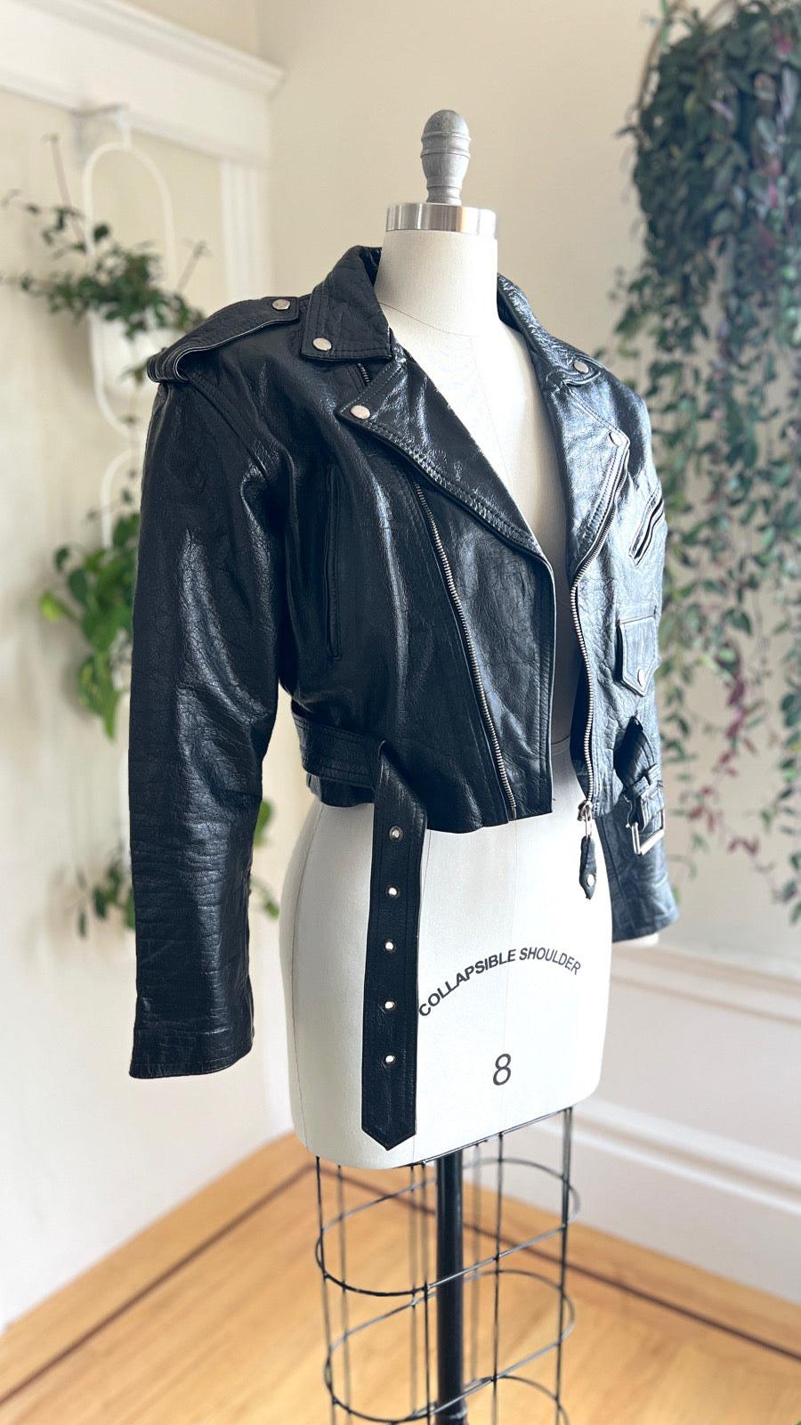 ジャケット・アウター 1980s 1990s vintage bodycon leather jkt Women's Fashion 90's Oversized Vintage Black Leather Jacket