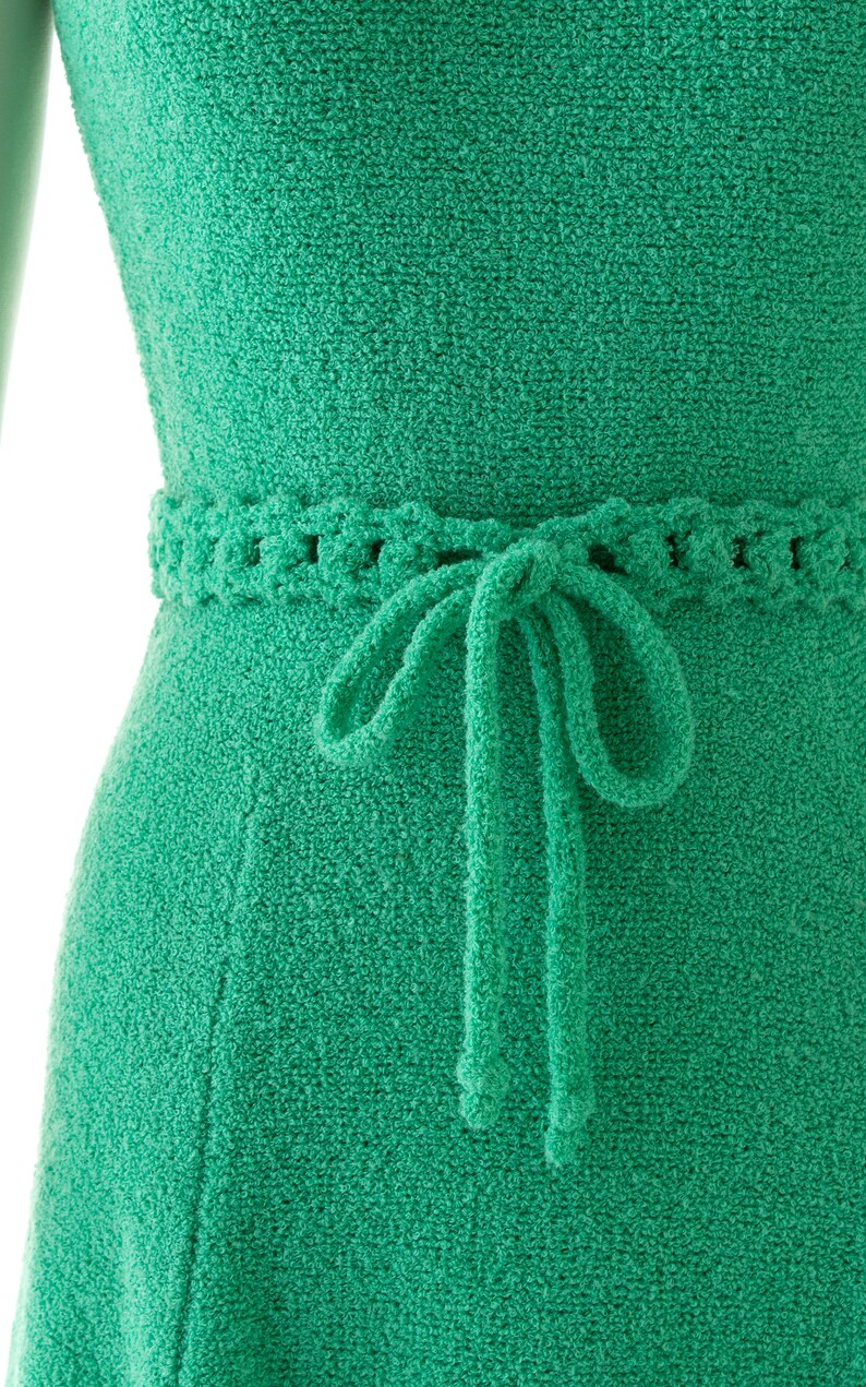 Vintage 1970s Sweater Dress 70s ST JOHN KNITS Knit Wool Jade Kelly Green Belted Sleeveless Day Dress small image 6